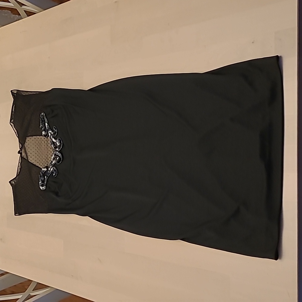 EUC VTG 80s CLIMAX by David Howard Mesh Neckline Sequined Eveningwear Dress